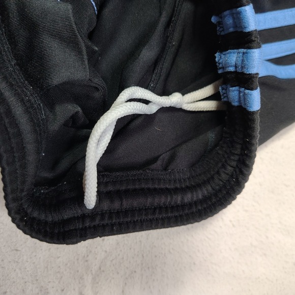 VINTAGE Adidas Track Pants Mens Medium Black Blue 3-Stripe Zipper Ankle Soccer - Picture 7 of 14